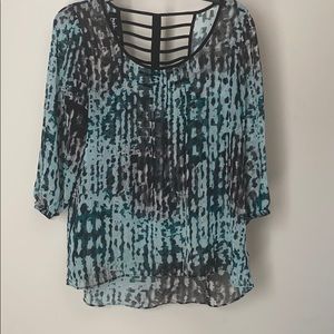 Aqua/Black Blouse